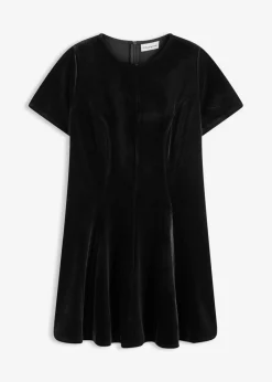bonprix bonprix Vestido mini de terciopelo suave Negro Clearance
