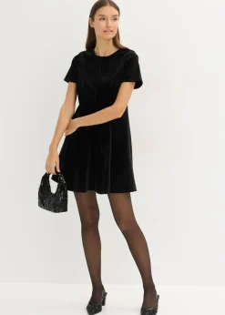 bonprix bonprix Vestido mini de terciopelo suave Negro Clearance
