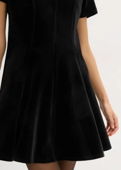 bonprix bonprix Vestido mini de terciopelo suave Negro Clearance
