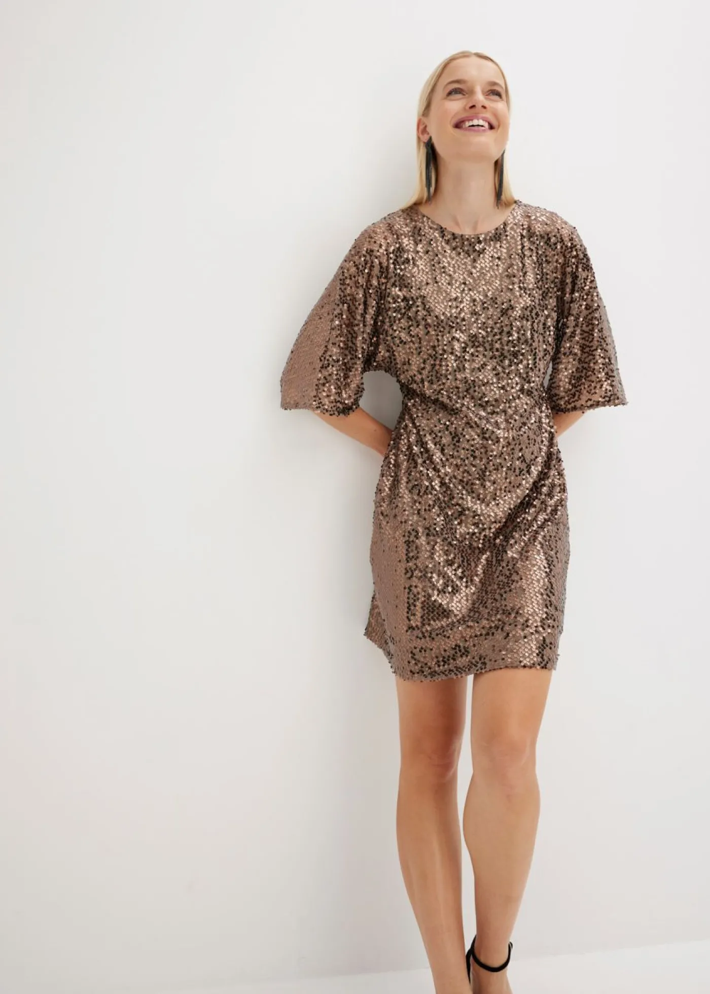 bonprix bonprix Vestido oversize de lentejuelas Negro New