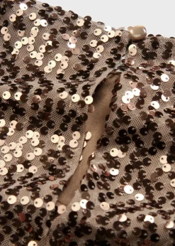 bonprix bonprix Vestido oversize de lentejuelas Marrón turrón Sale