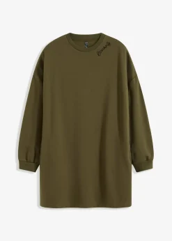bonprix bonprix Vestido oversize tipo sudadera Verde oliva oscuro Discount