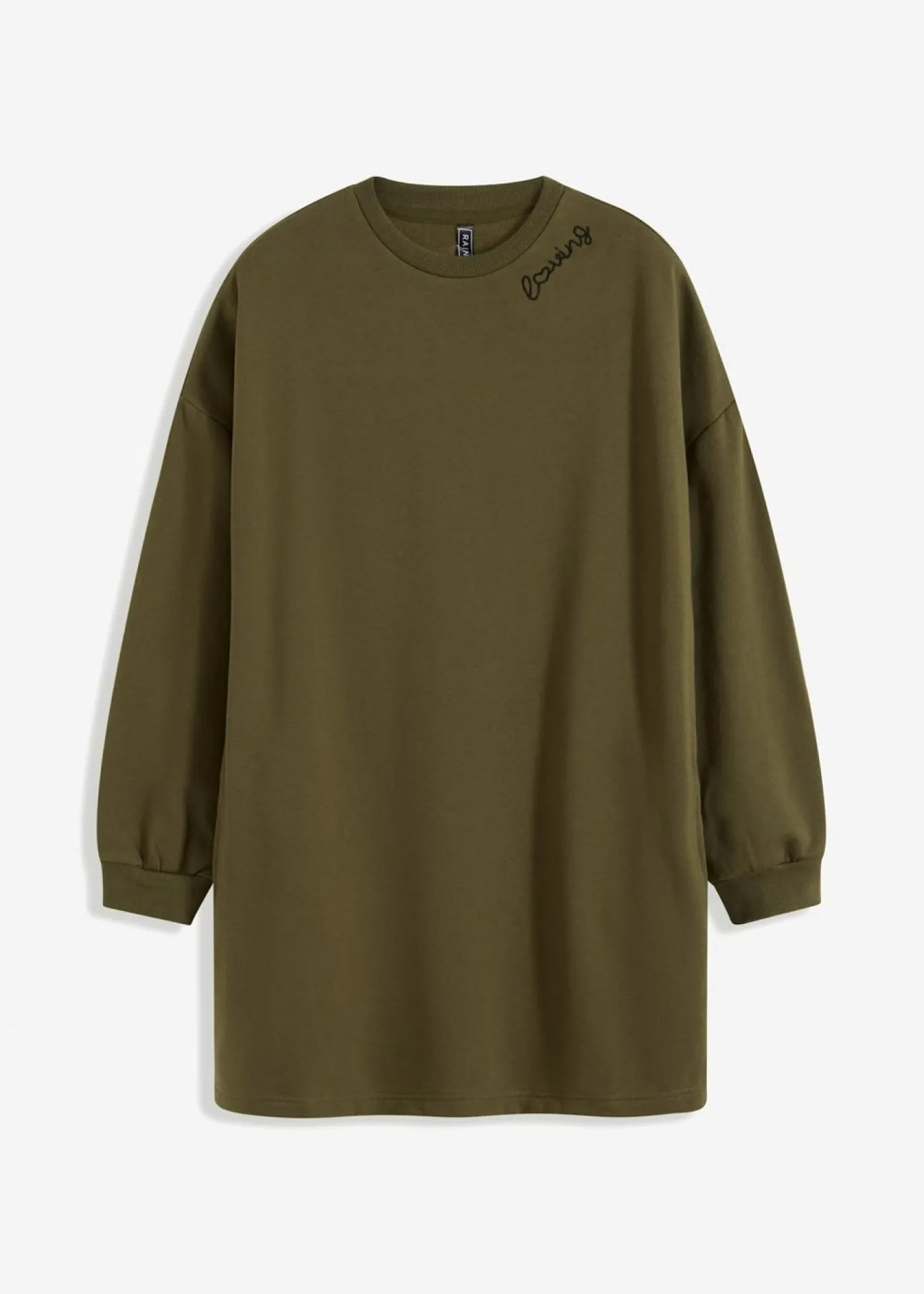 bonprix bonprix Vestido oversize tipo sudadera Verde oliva oscuro Discount