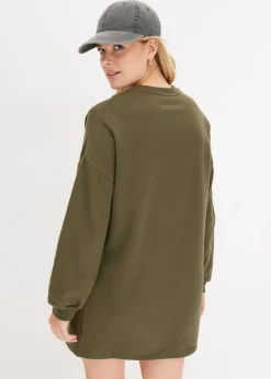 bonprix bonprix Vestido oversize tipo sudadera Verde oliva oscuro Discount
