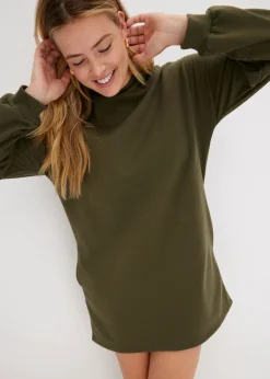 bonprix bonprix Vestido oversize tipo sudadera Verde oliva oscuro Discount