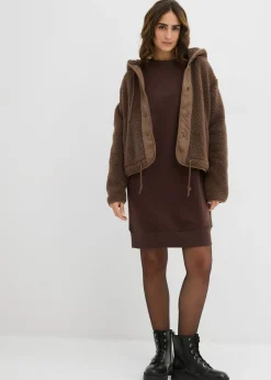 bonprix bonprix Vestido oversize tipo sudadera Marrón oscuro Hot