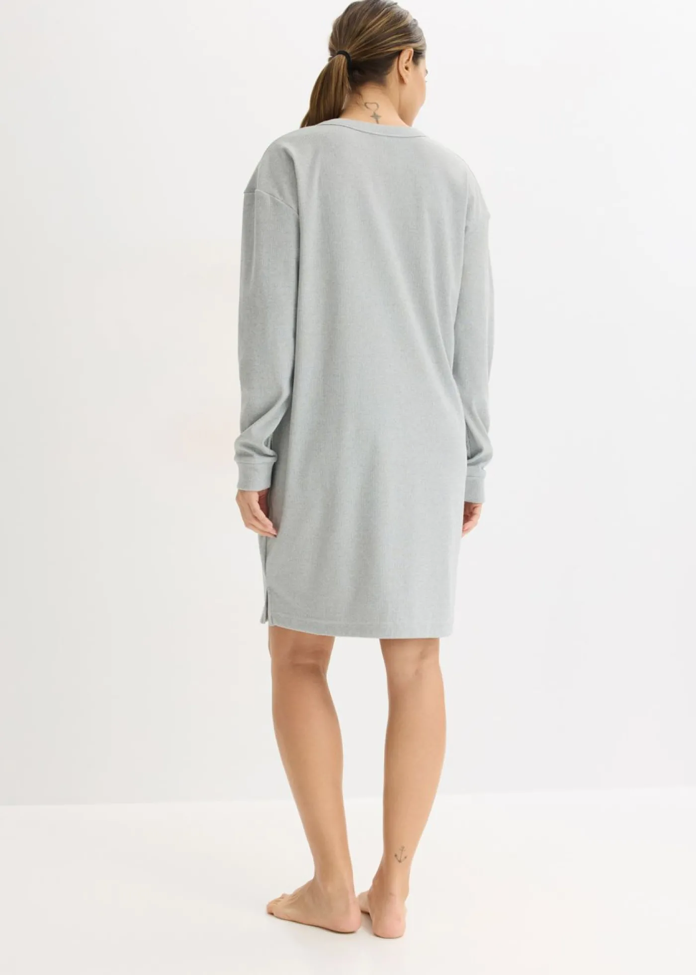 bonprix bonprix Vestido para casa de punto elástico suave Gris jaspeado