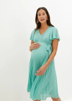 bonprix bonprix Vestido premamá con plisado verde salvia New