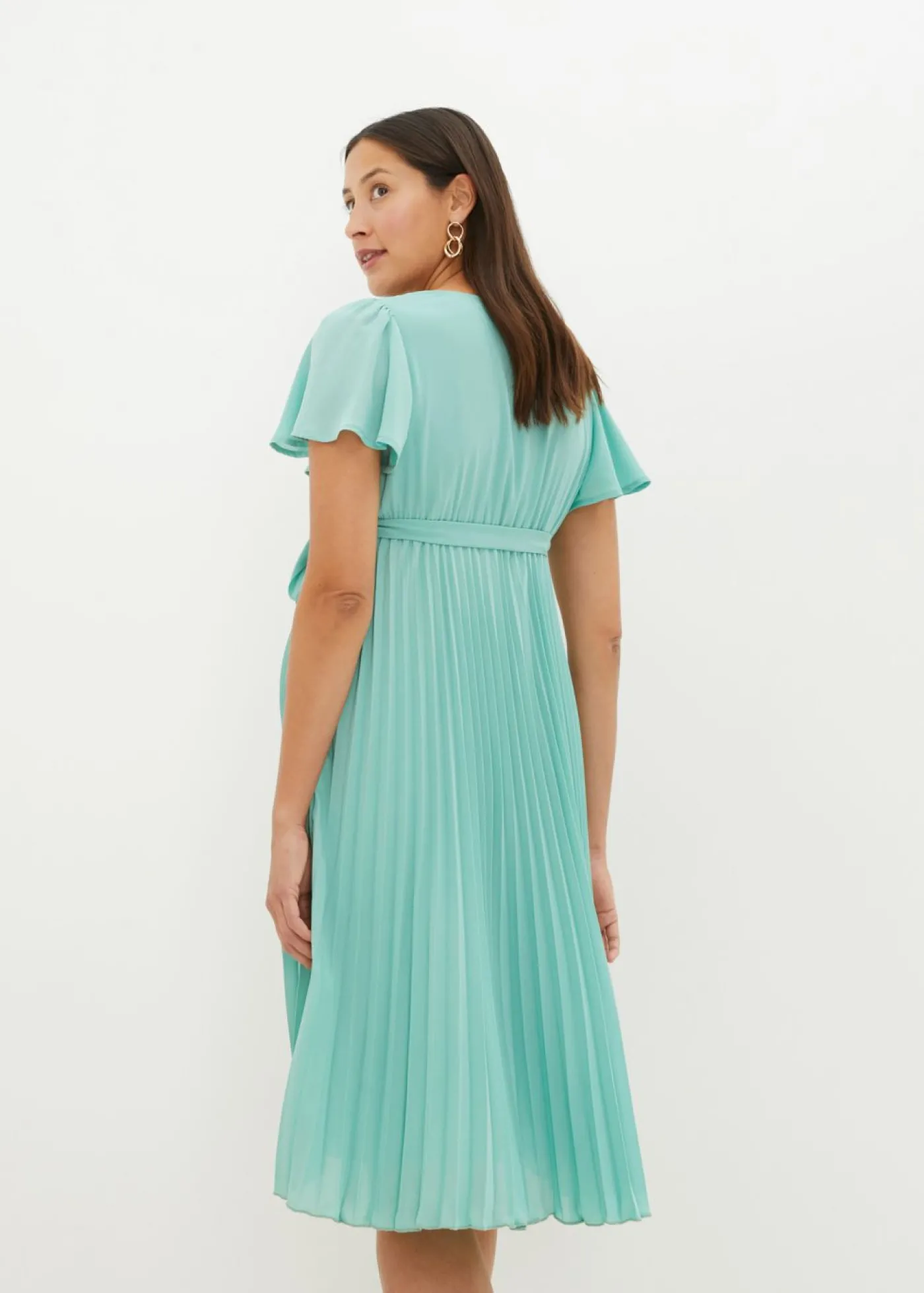 bonprix bonprix Vestido premamá con plisado verde salvia New