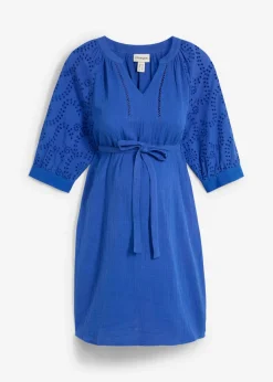 bonprix bonprix Vestido premamá de muselina de algodón puro Azul zafiro Outlet