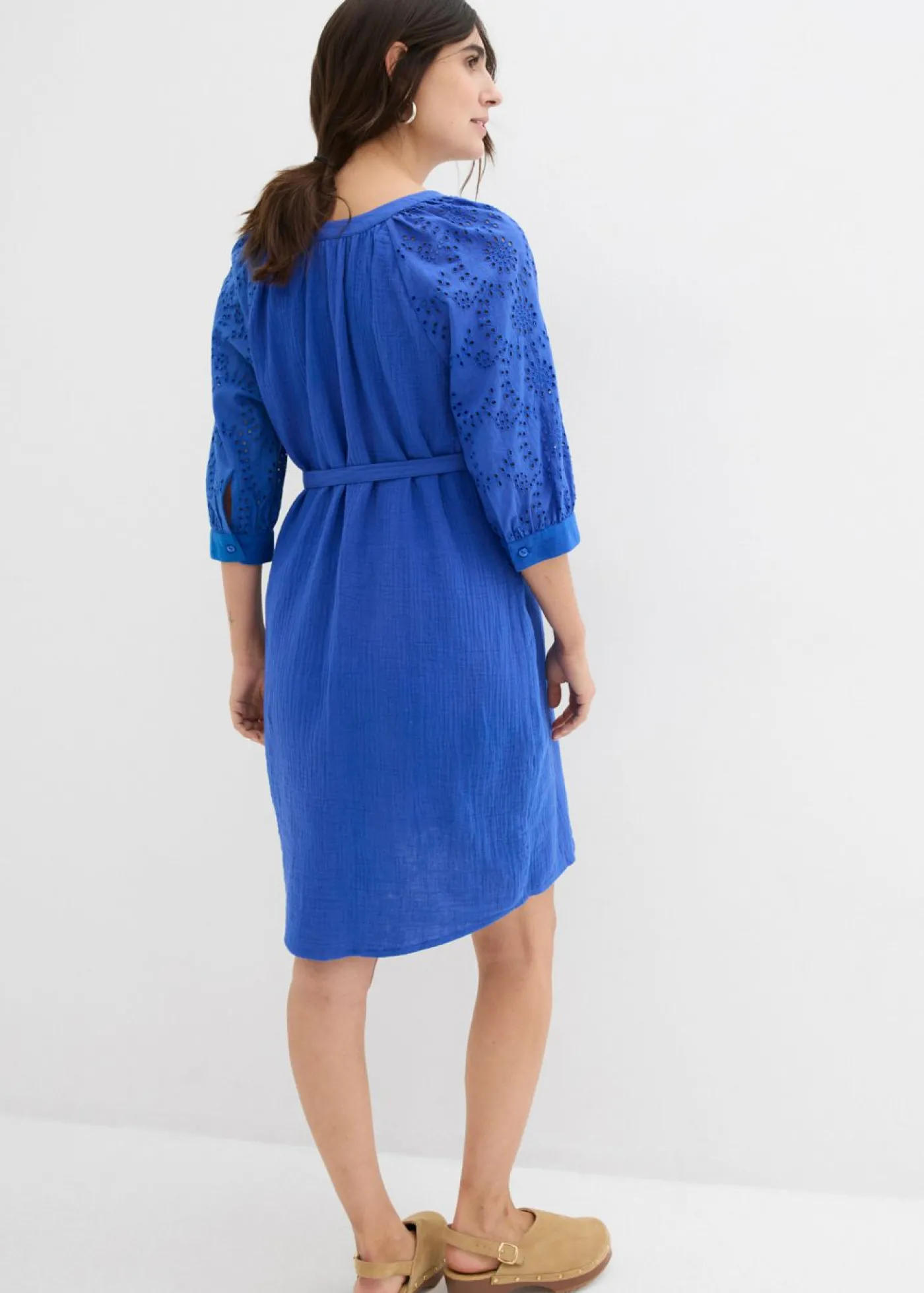 bonprix bonprix Vestido premamá de muselina de algodón puro Azul zafiro Outlet
