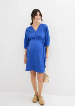 bonprix bonprix Vestido premamá de muselina de algodón puro Azul zafiro Outlet