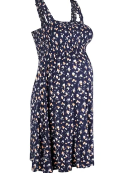 bonprix bonprix Vestido premamá de punto con viscosa sostenible Azul marino estampado Discount