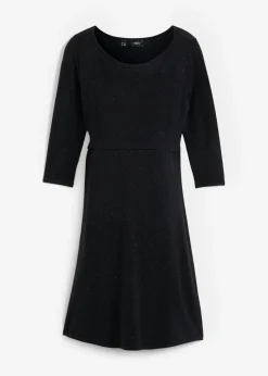 bonprix bonprix Vestido premamá y de lactancia 2 en 1 con hilo brillante Negro Hot