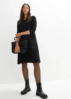 bonprix bonprix Vestido premamá y de lactancia 2 en 1 con hilo brillante Negro Hot