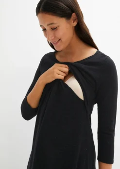 bonprix bonprix Vestido premamá y de lactancia 2 en 1 con hilo brillante Negro Hot