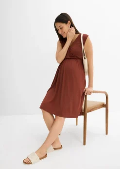 bonprix bonprix Vestido premamá/de lactancia 2 en 1 de mezcla suave de modal Marrón caoba Outlet