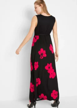 bonprix bonprix Vestido premamá/de lactancia 2 en 1 de punto de viscosa Negro-Magenta Hot