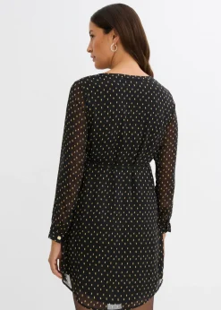 bonprix bonprix Vestido premamá/de lactancia 2 en 1 de gasa Negro-dorado de lunares Online