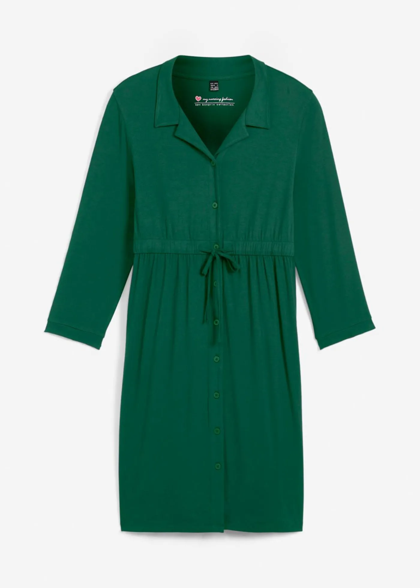 bonprix bonprix Vestido premamá/de lactancia con cuello Verde oscuro