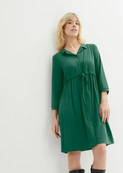 bonprix bonprix Vestido premamá/de lactancia con cuello Verde oscuro