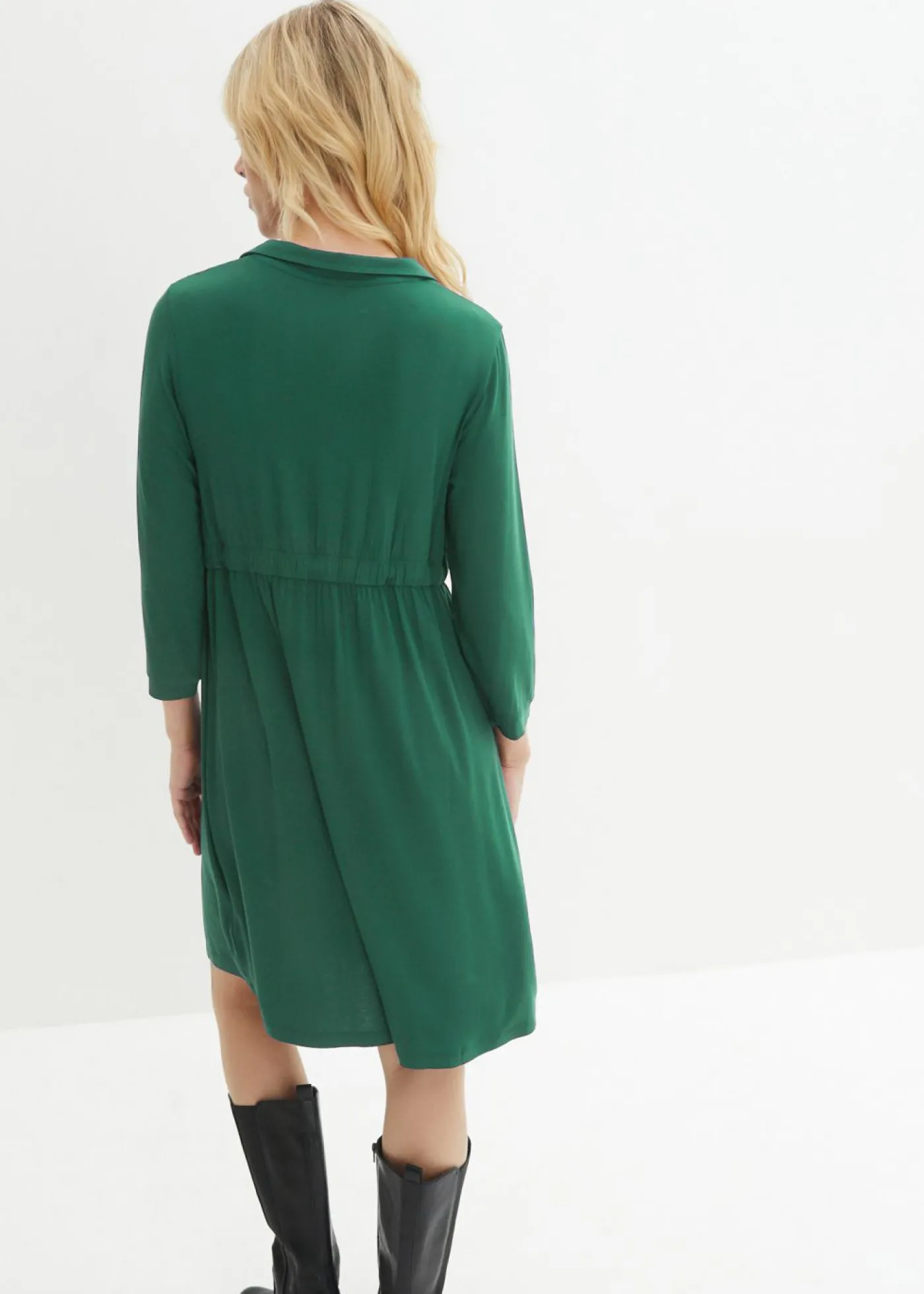 bonprix bonprix Vestido premamá/de lactancia con cuello Verde oscuro
