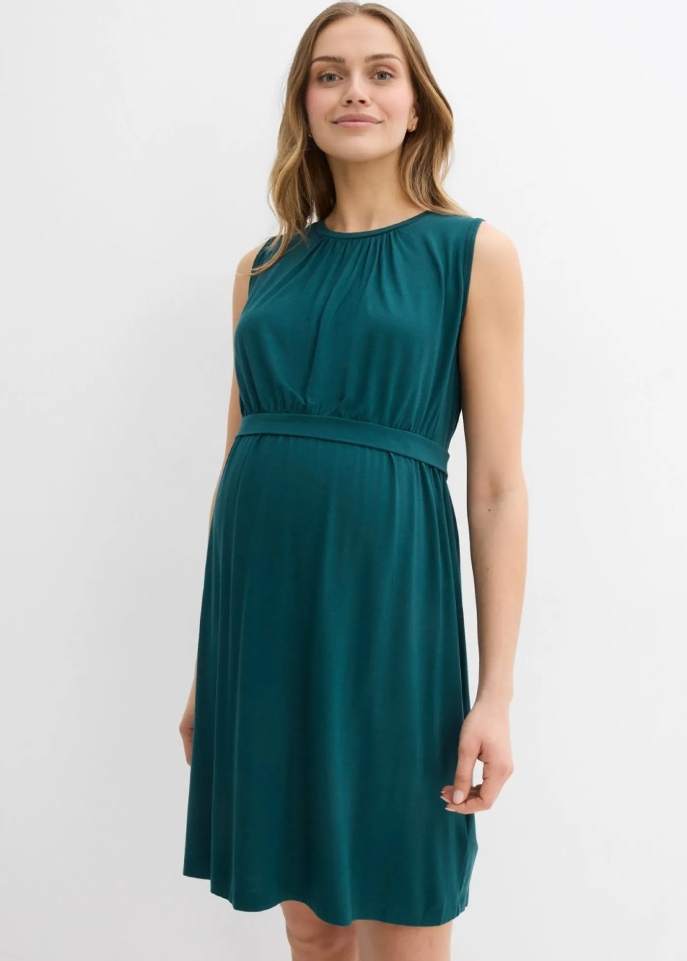 bonprix bonprix Vestido premamá/de lactancia de viscosa Verde petróleo Discount
