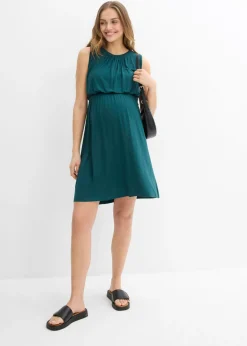 bonprix bonprix Vestido premamá/de lactancia de viscosa Verde petróleo Discount