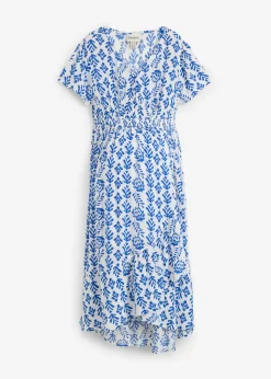 bonprix bonprix Vestido premamá/de lactancia 2 en 1 de viscosa fluida blanco-azul ártico