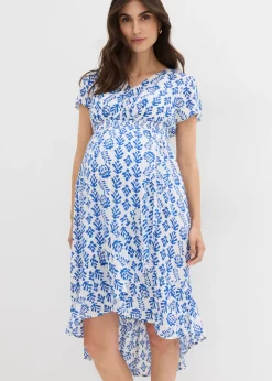bonprix bonprix Vestido premamá/de lactancia 2 en 1 de viscosa fluida blanco-azul ártico