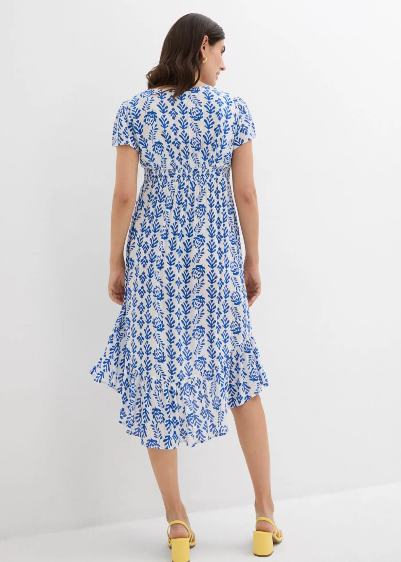 bonprix bonprix Vestido premamá/de lactancia 2 en 1 de viscosa fluida blanco-azul ártico