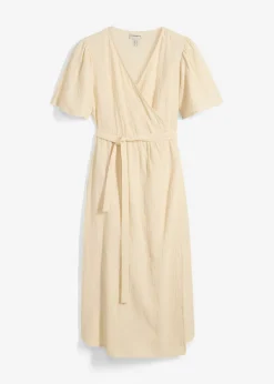 bonprix bonprix Vestido premamá/de lactancia de muselina de algodón gris guijarro Clearance