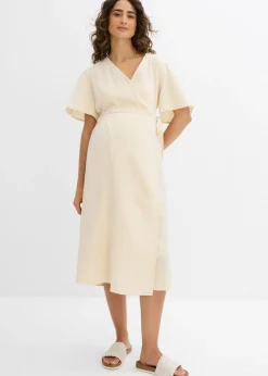bonprix bonprix Vestido premamá/de lactancia de muselina de algodón gris guijarro Clearance