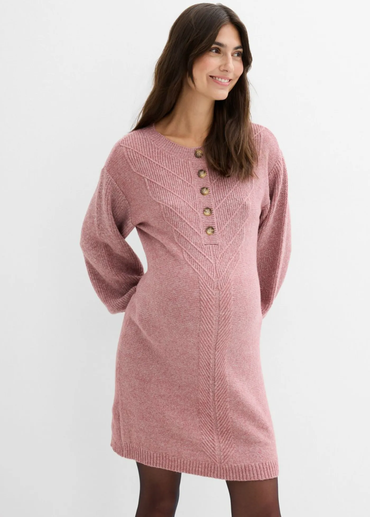 bonprix bonprix Vestido premamá/de lactancia de punto Rosa oscuro