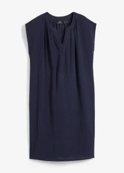 bonprix bonprix Vestido premamá/de lactancia 2 en 1 de muselina de algodón Azul marino