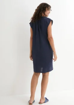 bonprix bonprix Vestido premamá/de lactancia 2 en 1 de muselina de algodón Azul marino