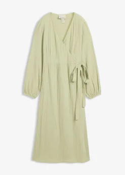 bonprix bonprix Vestido premamá/de lactancia 2 en 1 de muselina de algodón Verde New