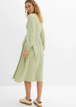 bonprix bonprix Vestido premamá/de lactancia 2 en 1 de muselina de algodón Verde New