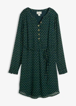 bonprix bonprix Vestido premamá/de lactancia 2 en 1 de gasa Verde intenso/dorado de lunares Sale