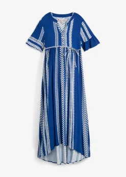 bonprix bonprix Vestido premamá/de lactancia 2 en 1 de viscosa fluida Blanco-azul real con estampado gráfico