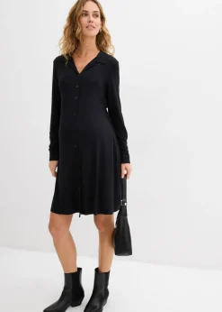 bonprix bonprix Vestido premamá/de lactancia 2 en 1 de punto de viscosa Negro Hot