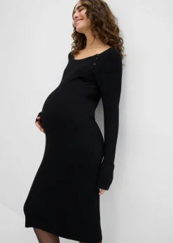 bonprix bonprix Vestido premamá/de lactancia de punto Negro Best