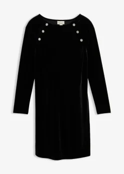 bonprix bonprix Vestido premamá/de lactancia 2 en 1 de terciopelo suave Negro Clearance