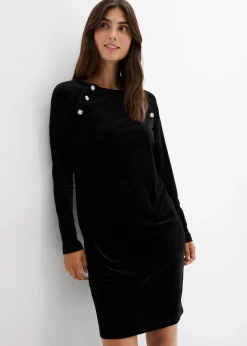 bonprix bonprix Vestido premamá/de lactancia 2 en 1 de terciopelo suave Negro Clearance