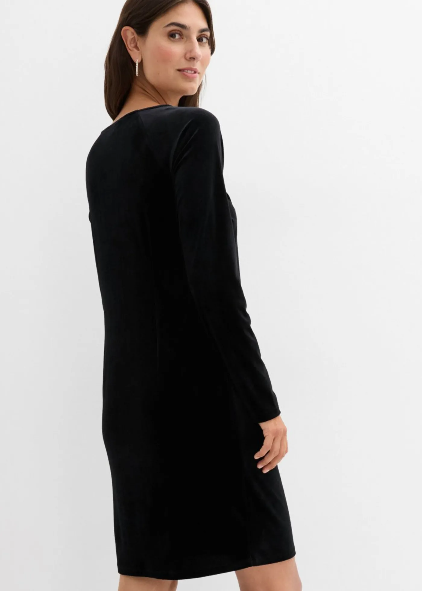 bonprix bonprix Vestido premamá/de lactancia 2 en 1 de terciopelo suave Negro Clearance