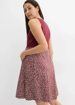 bonprix bonprix Vestido premamá/de lactancia 2 en 1 de algodón orgánico mora oscuro-blanco con flores Sale