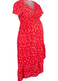 bonprix bonprix Vestido premamá/de lactancia 2 en 1 de crepé de viscosa Rosa fresa con flores Outlet