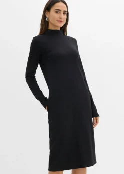 bonprix bonprix Vestido Punto di Roma con cuello alto Negro Outlet