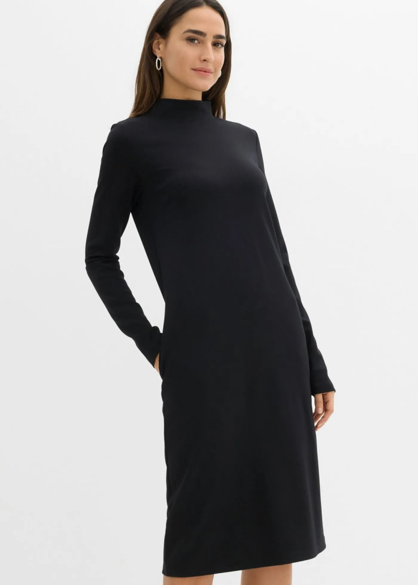bonprix bonprix Vestido Punto di Roma con cuello alto Negro Outlet