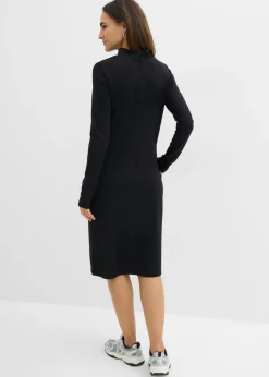 bonprix bonprix Vestido Punto di Roma con cuello alto Negro Outlet